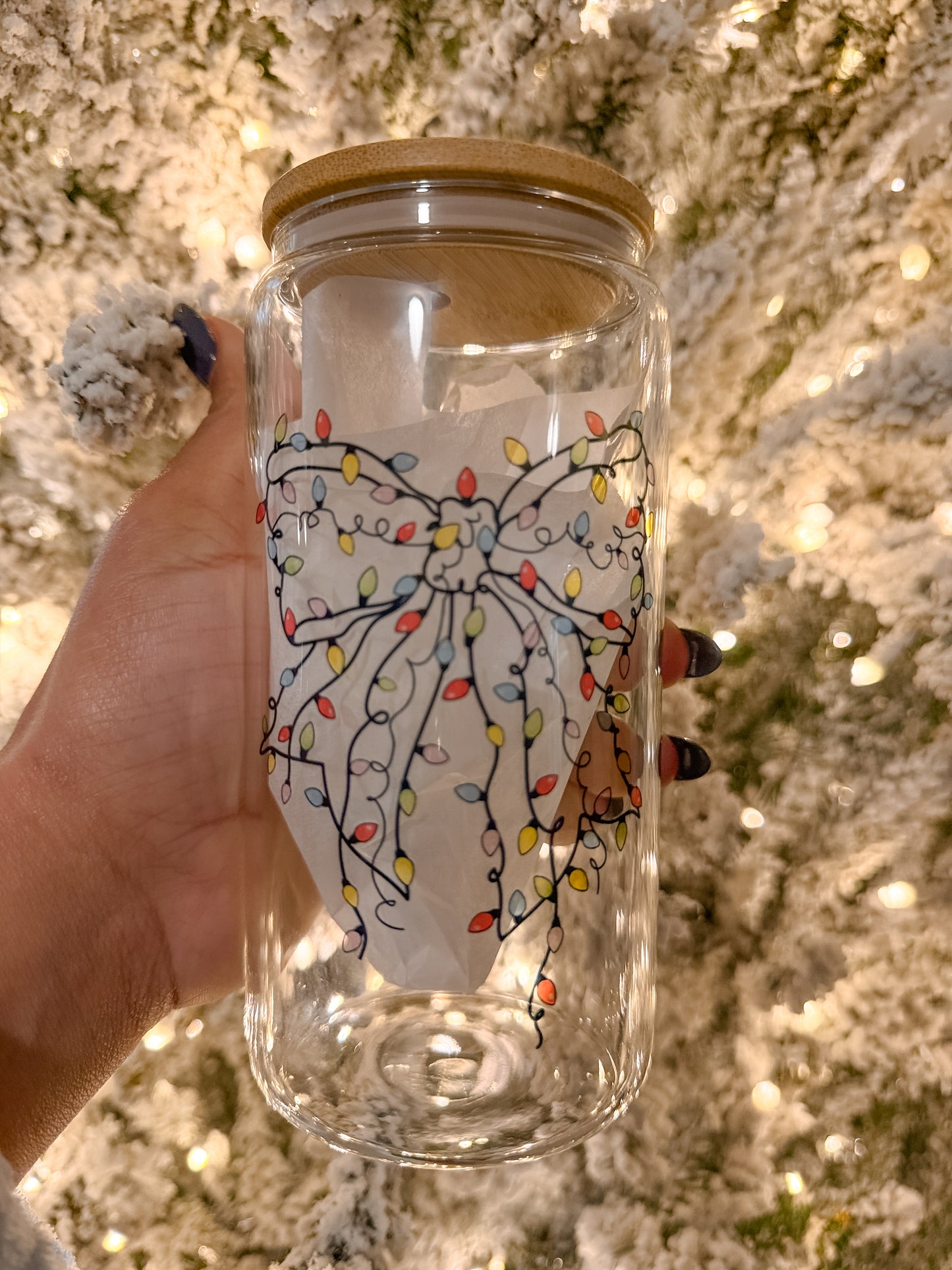 Christmas Lights Glass Cup