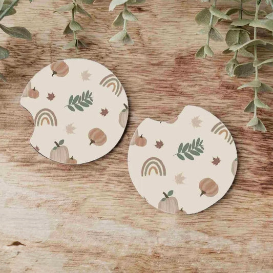 Boho Pumpkin Car Coasters Set of 2