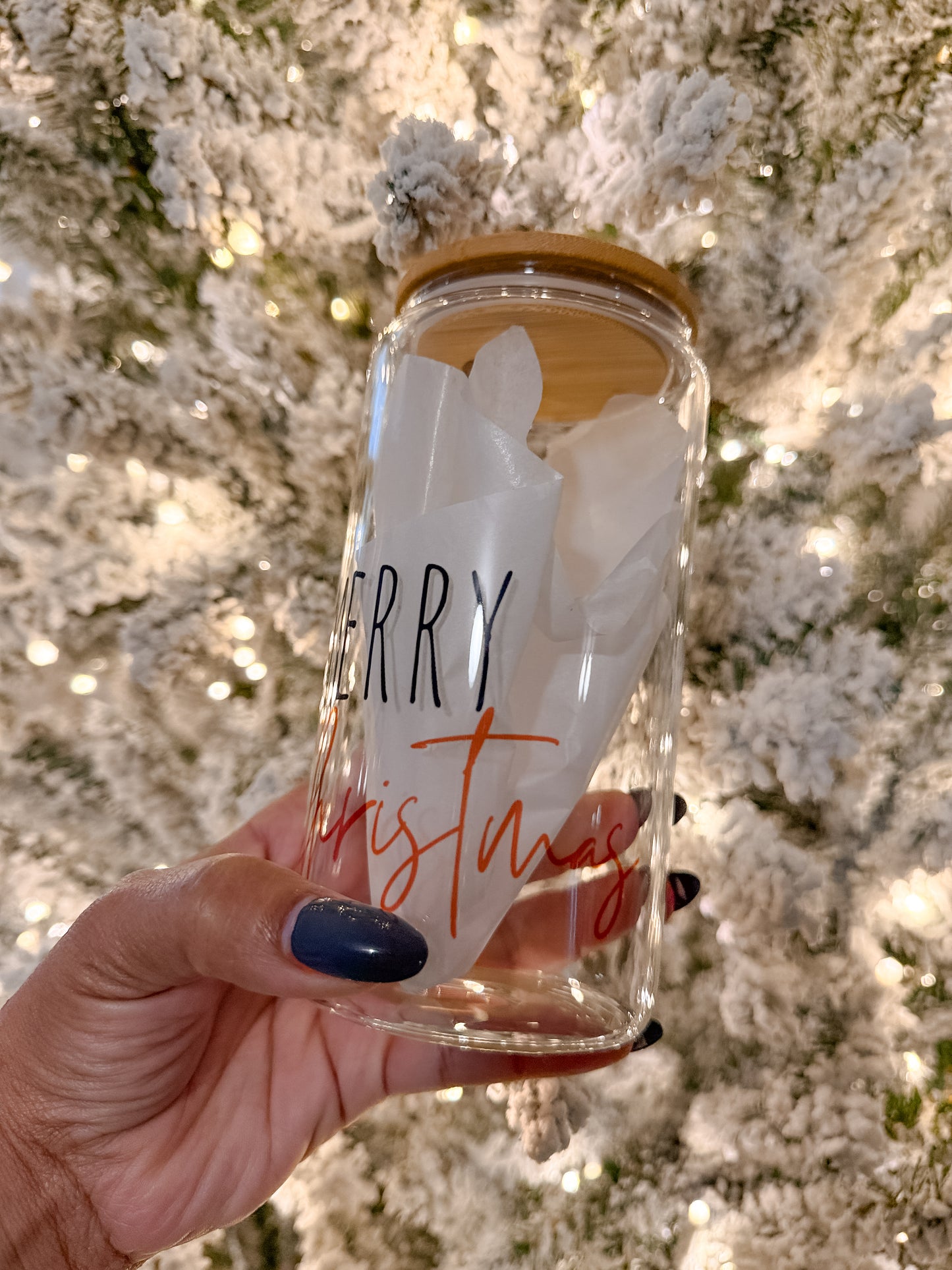 Merry Christmas Glass Cup