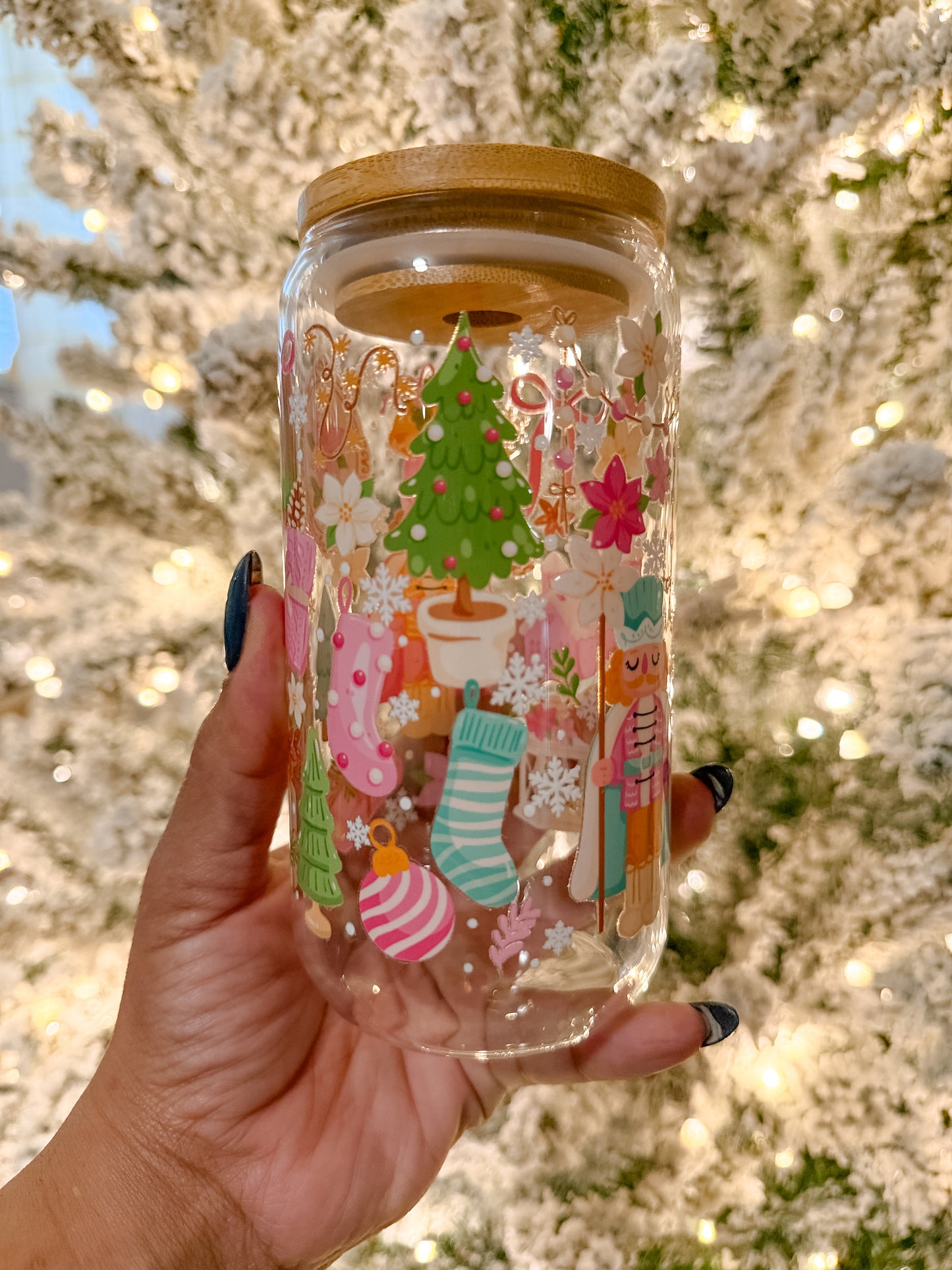 Pink Nutcracker Glass Cup