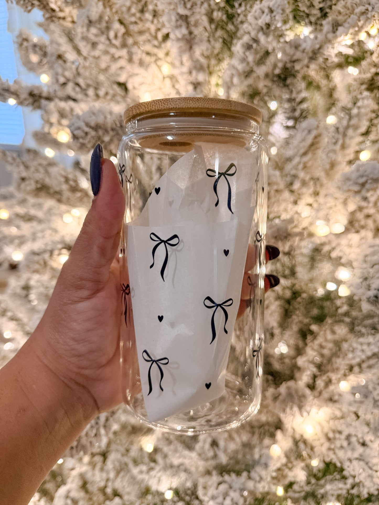 Black Bows Glass Cup