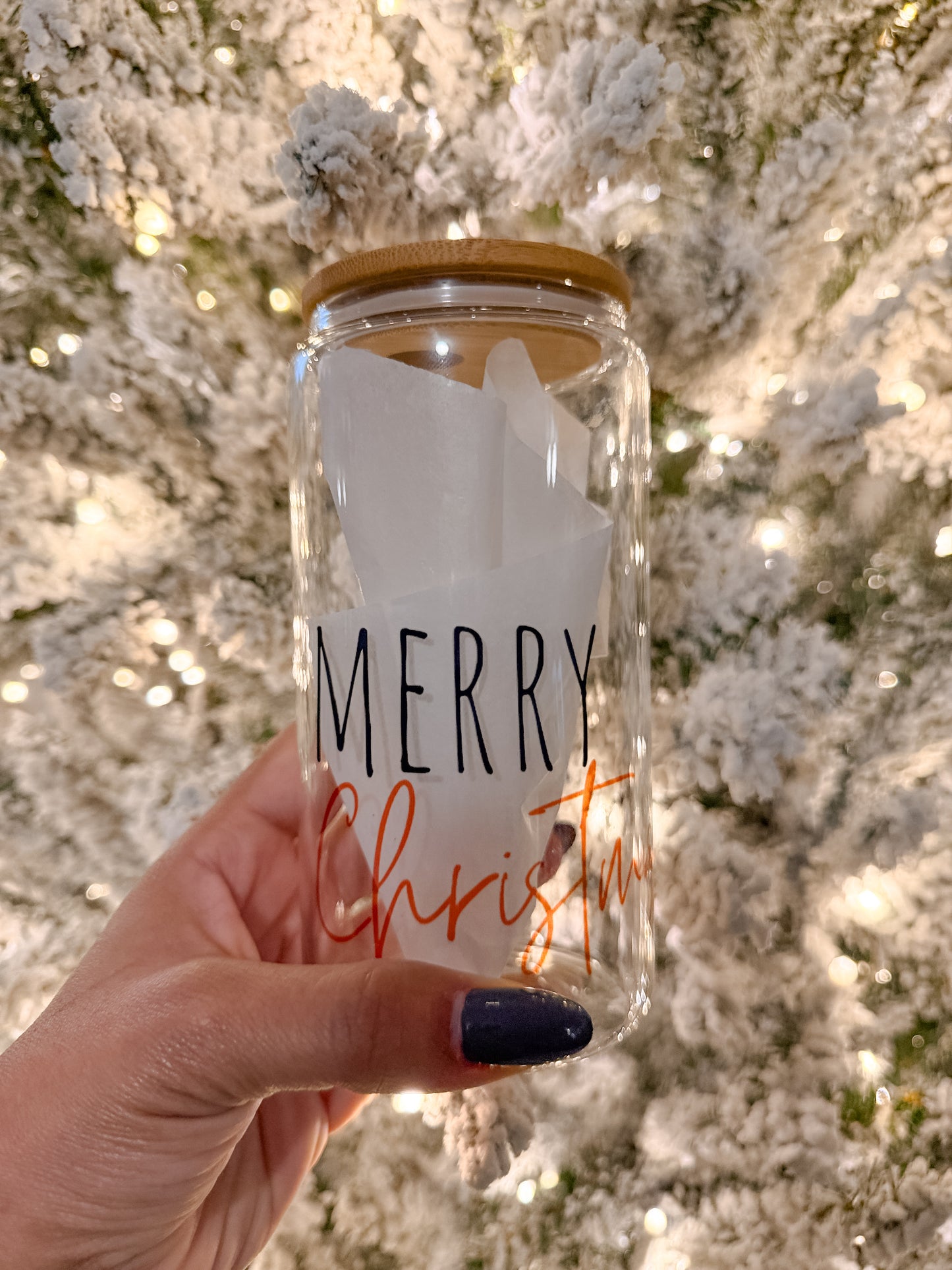 Merry Christmas Glass Cup