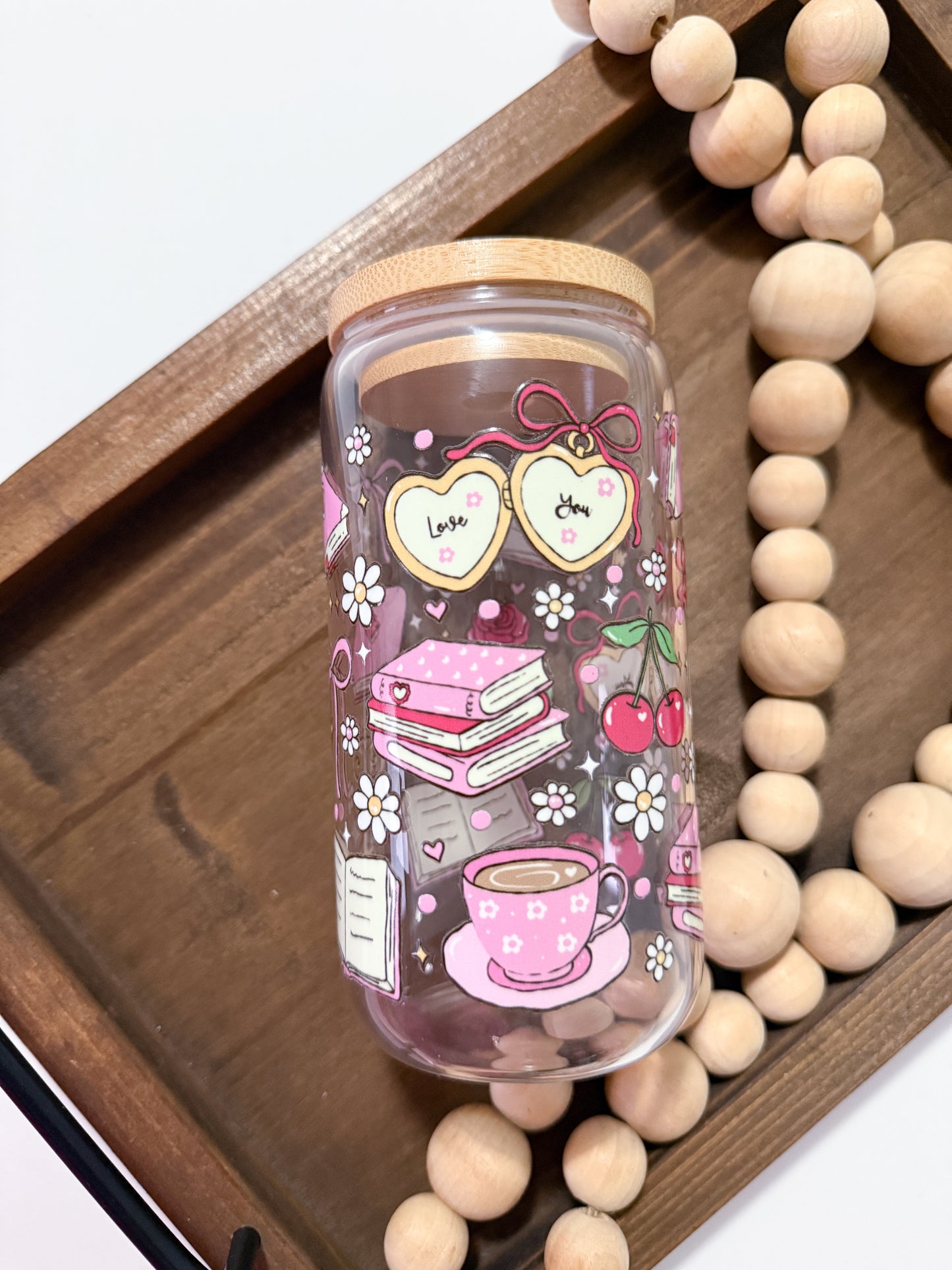 Coquette Bookish Girl Glass Cup